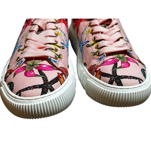 VERSACE Pink Tresor de la mer Print Low Top Women's Sneakers - Picture 8 of 10